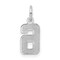 Sterling Silver Small #6 Charm Number Pendant Jewelry 20mm x 7mm